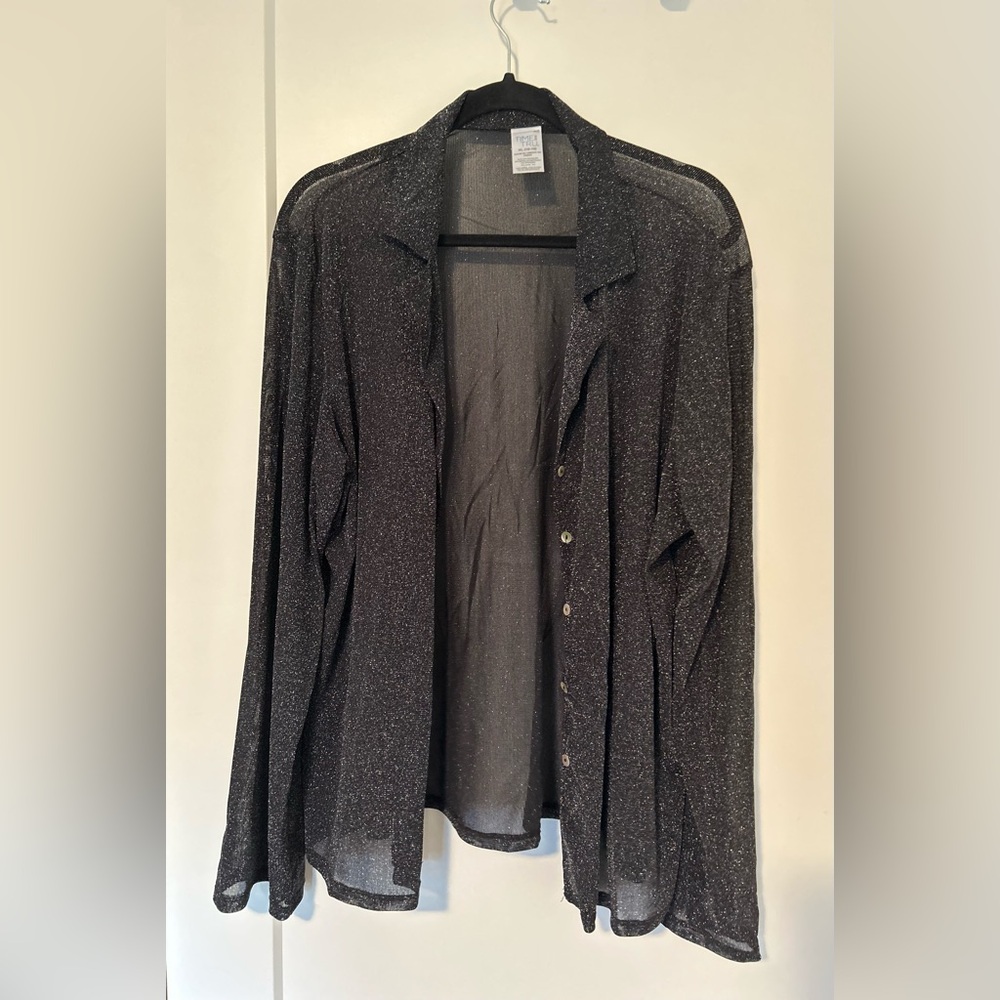 Time and Tru Black Glitter Shirt